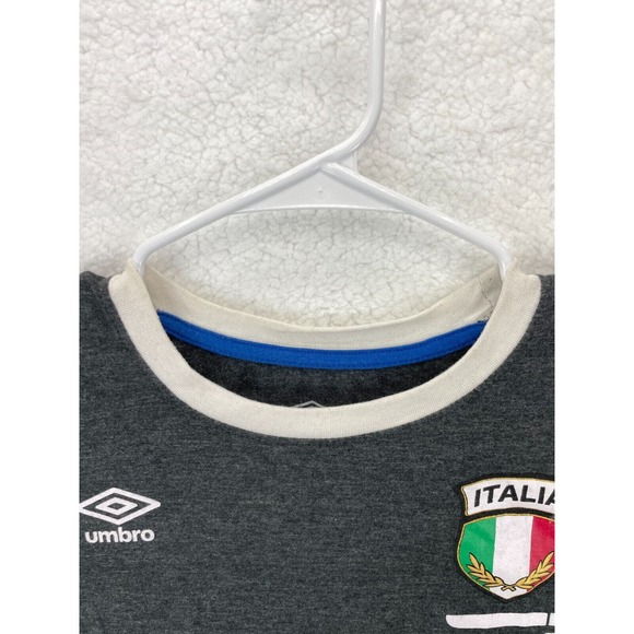 Umbro Italia Soccer T-Shirt Youth Large Gray Short‎ Sleeve Logo - Picture 7 of 11
